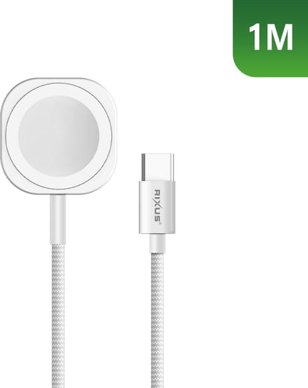 Rixus RXUC19 Magnetic Watch Fast Charging Cable 1m White