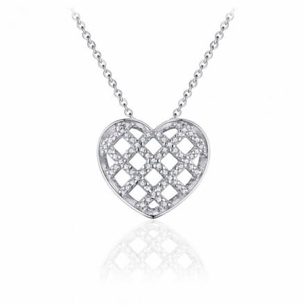 Juwelier Emo - Zilveren Ketting met hanger - Hart Ketting Zilver - 01121 - LENGTE 45 CM