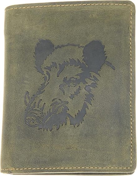 GREENBURRY portemonnee Vintage Animal Collection Wallet Olive Wild Boar donkergroen