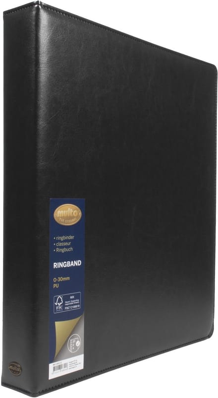 Multo ringband Hannibal - formaat A4 - 23-rings - 30mm ringhoogte - kunstleder - zwart