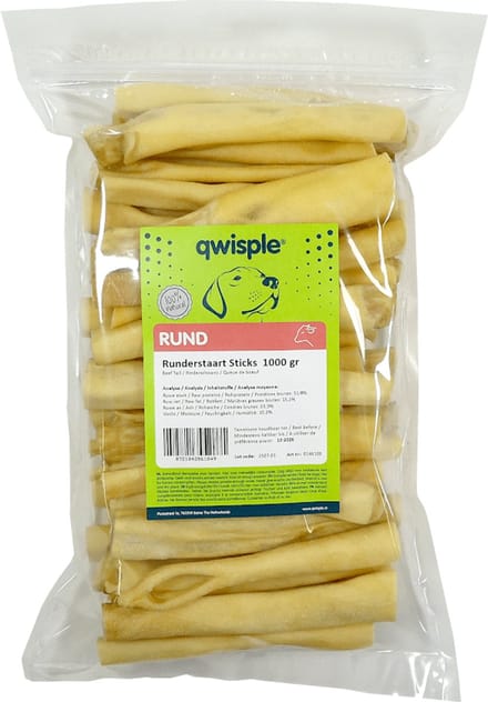 Qwisple Runderstaart Sticks - Natuurlijke Hondensnacks - 1000 gr
