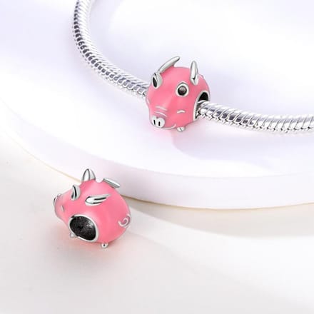 Composants de Perles à Charme Métal Cuivre Plaqué Perle Cochon Rose Céleste Volant Composants de Perles Compatible Avec Composants de Perles à Charme Authentique Original white