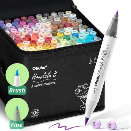 Ohuhu - Honolulu B Brush & Fine - Alcohol Art Markers - 104 kleuren