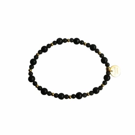 FlowJewels - armband - staal - cats eye - goudkleurig - elastisch - handgemaakt