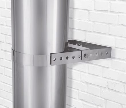 Muurbeugel verstelbaar 5-24cm Ø200mm 0,5mm RVS.