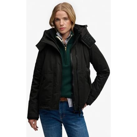 Superdry Microvezel Arctic Windcheater Jas met Capuchon Black Grootte: 36