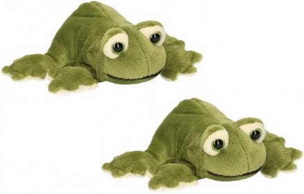 Pluche kikker knuffel - Set van 2x stuks - 13 cm - speelgoed knuffels - kikkers