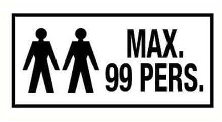 Maximaal 99 personen bord met tekst - kunststof 200 x 100 mm