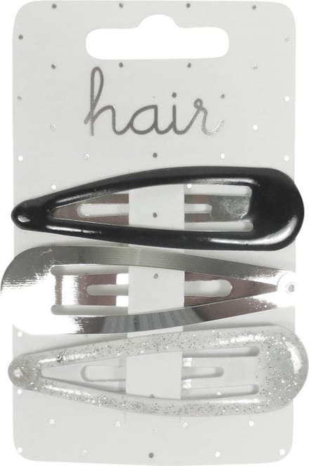 Haarspeldjes Klikklak 7.0cm Mix Assortiment Epoxy en Metallic - Zilver - 3 stuks