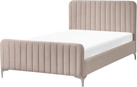 LUNAN - Bed - Taupe - 120 x 200 cm - Fluweel