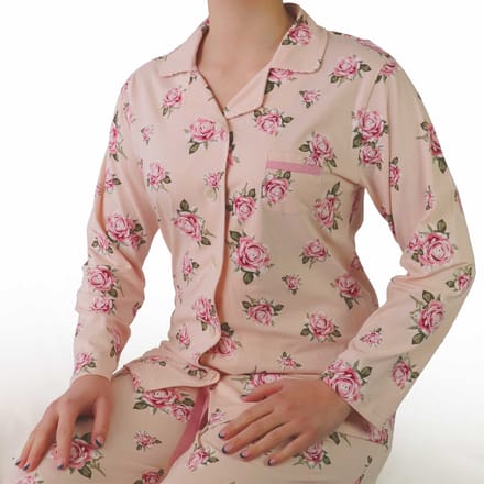Tenderness Dames Pyjama - Doorknoop - Lange Mouwen - Roze - Maat L