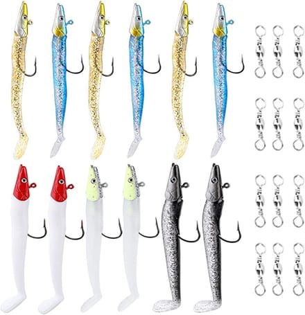 Set van 12 Zinkende Loodkopkunstaas, 12.5cm, 22g