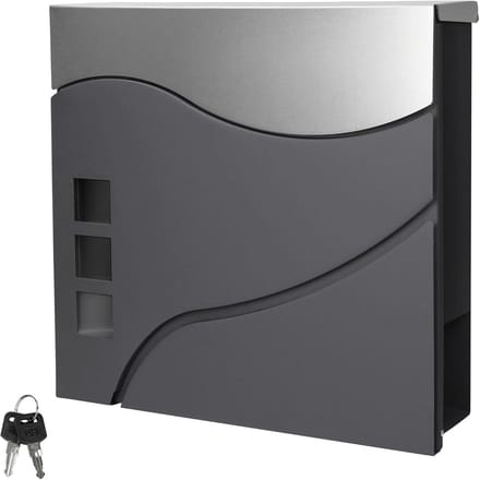 Moderne Wandbriefkasten met Krantenrol - RVS Antraciet/Zilver