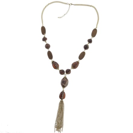 Behave - Ketting - Dames - Goud kleur - Bruin - Lange Ketting - Met Hanger - 70 cm