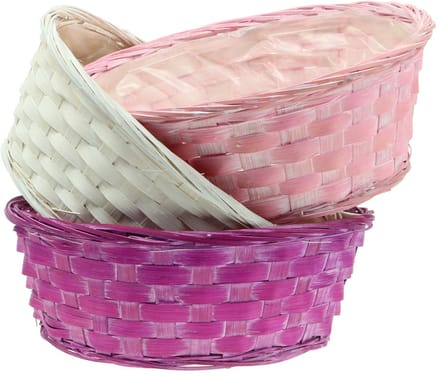 Frietmandje rond paars/wit/roze Ø25cm 6 st, 6 Stück