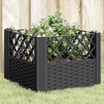 vidaXL - Plantenbak - met - pinnen - 43,5x43,5x43,5 - cm - polypropeen - zwart