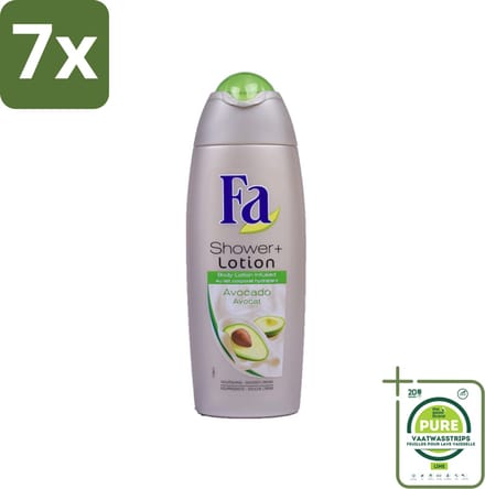 7 x Fa - Douchecrème Met Lotion - Avocado - 250 ml - Grootverpakking - Douchecrème - Avocado - Bodylotion - Hydraterende - Verzorgend