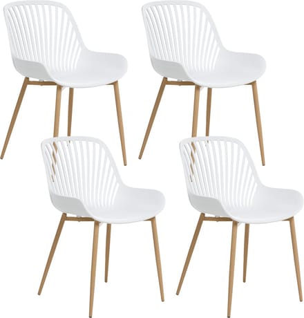 KLEVE - Set van 4 eetkamerstoelen - Wit - Synthetisch materiaal