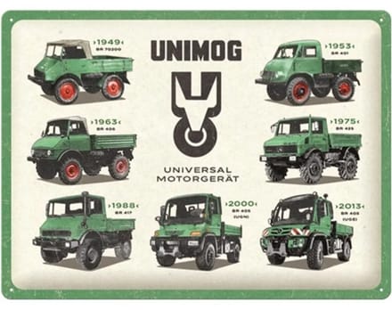 Wandbord Reliëf - Daimler Truck - Unimog Model Chart - 30 x 40 cm