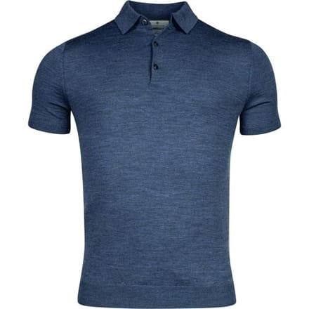 Thomas Maine Fine Merino Pullover Polo Collar Short Sleeve Single Knit Denim Blue / male