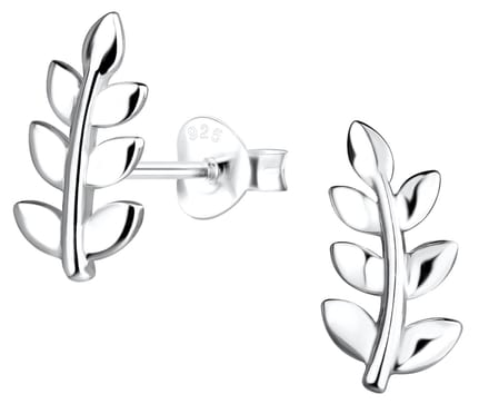 Joy|S - Zilveren blad - blaadjes - takje oorbellen - 6 x 12 mm