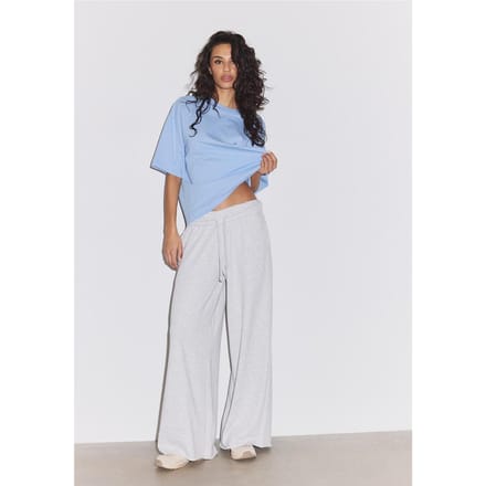 Stradivarius Joggingbroek met wijde pijpen en bies  Grijs melange M