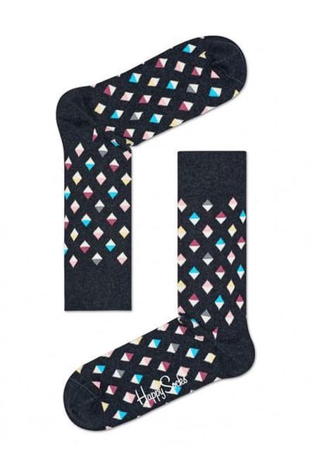 Happy Socks Mini Diamond Sokken - Zwart/Multi - Maat 41-46