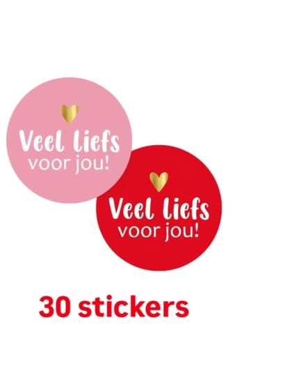 30 sticker veel liefs voor jou ! - Roze - Rood- Liefde - valentijn
