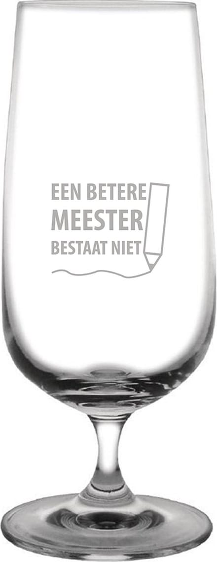 Gegraveerde bierglas op voet 41cl een betere meester bestaat niet
