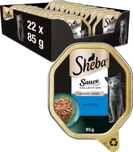 Sheba Kattenvoer - Sauce Collection - Tonijn - Kuipjes - 22x85g