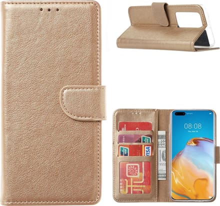 Bookcase Geschikt voor: Huawei P40 Pro Plus - Goud - portemonnee hoesje