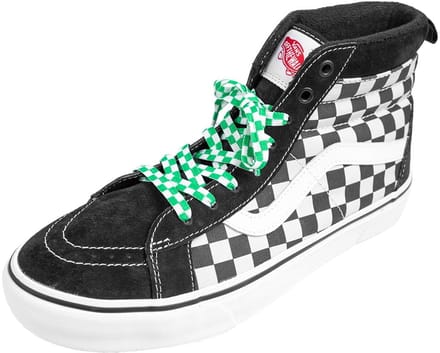 Geblokte Platte Sneakerveters - schoenveters Geblokt - Kleur: Groen Wit - Lengte: 100cm