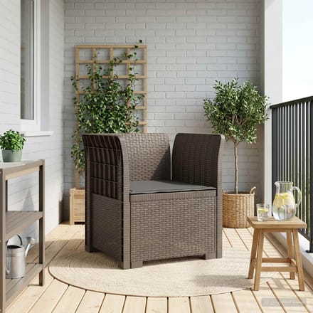 vidaXL - Eén-zits - Fauteuil - met - Kussen - Rieten - Look - PP - Lichtgrijs