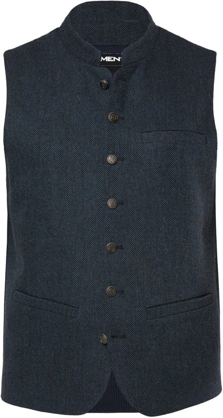 Men Plus - Heren - Gilet FLEXLASTIC® klederdracht gebreide achterkant - Navy blauw - Maat L