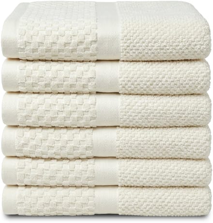 PHLOX Soft Popcorn Handdoeken 50x90 cm - Set van 6 - 100% Katoen 500 g/m2 - Creme
