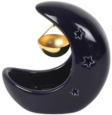 Something Different - Blue Crescent Moon Hanging Oil Burner Oliebrander - Blauw