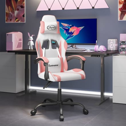 vidaXL - Gamestoel - kunstleer - wit - en - roze