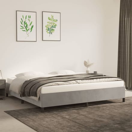 vidaXL - Bedframe - zonder - matras - 200x200 - cm - fluweel - lichtgrijs