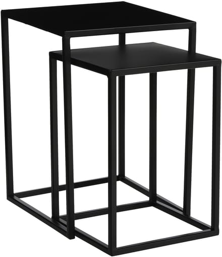 Mica Decorations Goa Bijzettafel - Set van 2 - L30 x B30 x H42 cm - Metaal - Zwart