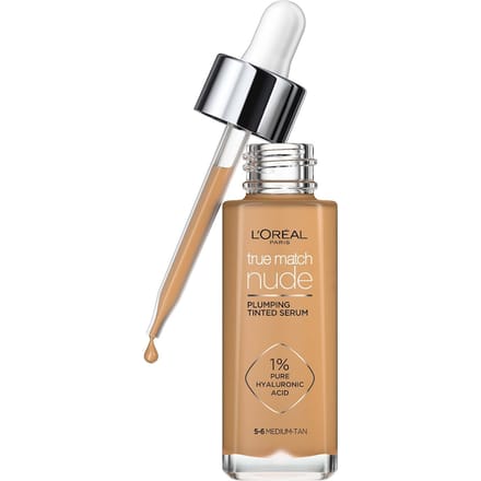 L'Oréal Paris Accord Parfait Nude Volumegevend Getint Serum Foundation met hyaluronzuur - 5-6 Medium Tan - 30ml - Vegan