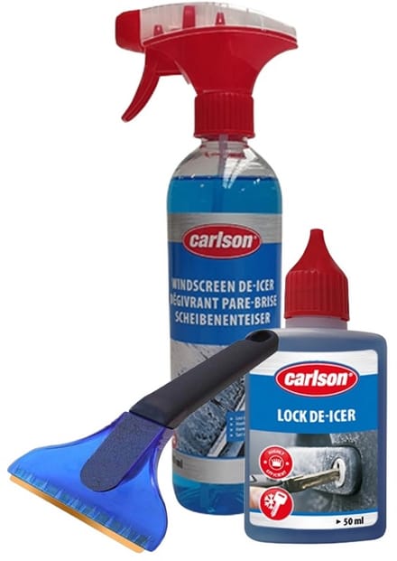 Carlson Winterset bestaande uit; Ruitenontdooier 500 ml, Slotontdooier 50 ml, IJskrabber met messing blad
