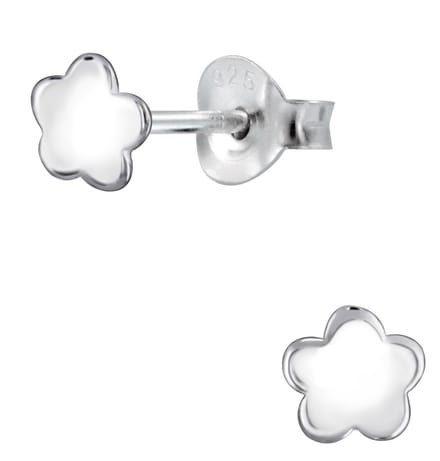 Joy|S - Zilveren bloem oorbellen - Daisy - 4 mm - kinderoorbellen