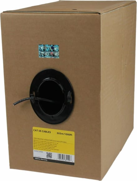 StarTech.com 1000 ft Bulk Roll of Black CMR Cat5e Solid UTP Riser Cable - bulk cable - 304.9 m - black - Zwart - 304m