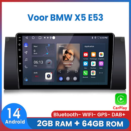 Awesafe Autoradio - Geschikt Voor BMW 5 serie X5 E53 E39 - 2GB+64GB - Draadloos Apple Carplay & Android auto - GPS Navigatie Bluetooth WIFI
