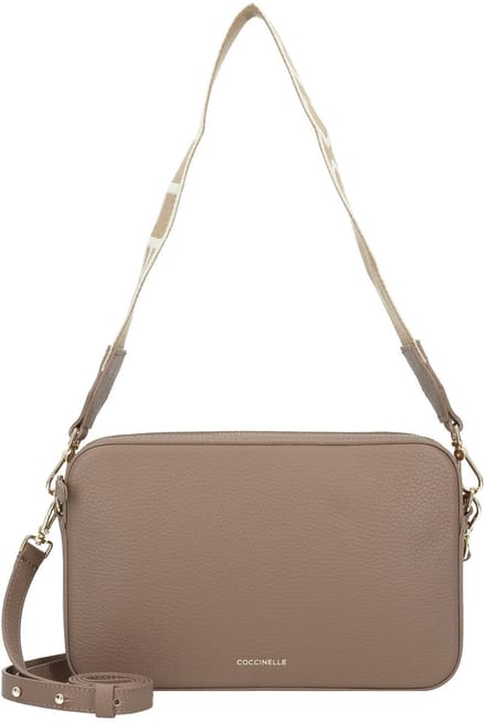 COCCINELLE Leren schoudertas Tebe Mini Bag Grained Leather Warm Taupe