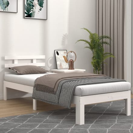 vidaXL - Bedframe - massief - hout - wit - 75x190 - cm