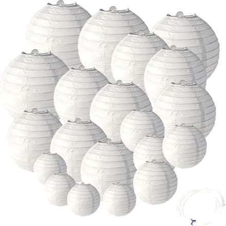 Joya Party® 20 Stuks Witte Lampionnen Feest Versiering | Decoratie | Verjaardag, Jubileum & Bruiloft