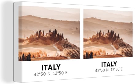 Canvas Schilderij Italië - Toscane - Landschap - 40x20 cm - Wanddecoratie