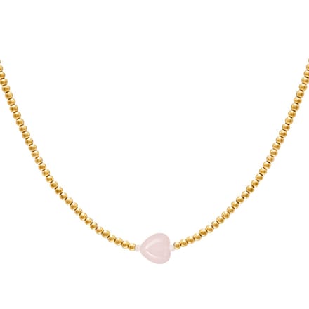 Ketting Heart Beads- Roze- hart- goud- Valentijnsdag