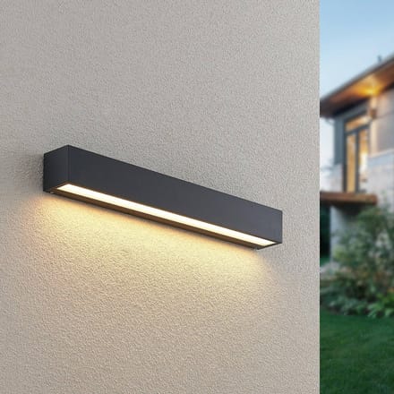 Lucande LED wandlamp Lengo, 50 cm, antraciet, down, 3.000 K